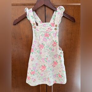Shabby Chic Pink and Green Floral Overall dress